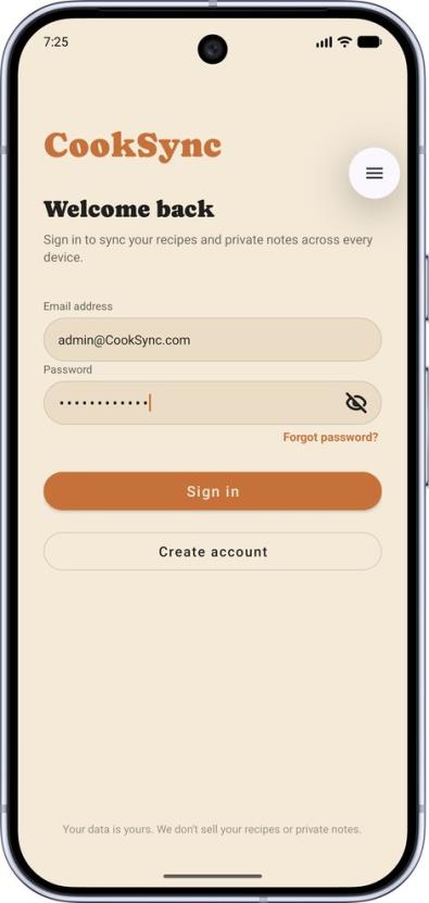 Sign-in screen