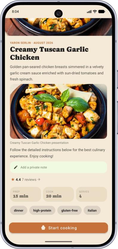 A recipe page